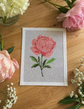 Peony Needlepoint Canvas | Hand-Painted 13 Count Canvas | Beginner Needlepoint Kit Compatible | 4x6 Finished Size | Floral Needlepoint Design